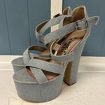 LuiChiny JAW DROPPER Light Denim Sandals Platforms women’s size 8.5 Chunky Heels Pink Photo 0