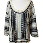 Old Navy Vtg  Women's Aztec Print Scoop Neck Sweater Gray Black Large Lambs Wool Photo 0