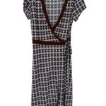 Max and Cleo Geometric Starburst Floral Print Midi Wrap Dress Size Small Petite Photo 0