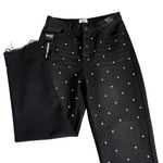 Simple Society Black Rhinestone Straight Leg Super High Rise Button Fly Jeans Photo 0