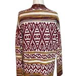 Lucky Brand NEW  Boyfriend Cardigan Sweater Red Jacquard Southwestern Size Large Photo 2