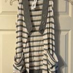 NWT Vintage Vanity Grey, Beige, & White Striped Sleeveless Cardigan Small Size undefined Photo 0
