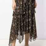 Ulla Johnson  Black Paisley & Floral Print Silk Chiffon Midi Ruffled Skirt sz 4 Photo 0