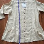 Flax  Natural Linen Button-Front Top Size Medium NWT Photo 4