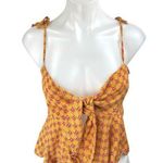 Olivaceous  Women's Orange Floral Sleeveless Cami Camisole Peplum Crop Tank Top M Photo 0