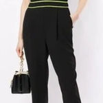 Alice + Olivia Jeri Piped Jumpsuit Black/Neon Yellow Size 6 Photo 0