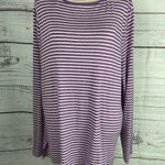 Chico's 2 Light Sweater Womens L Purple Striped Crew Neck Long Sleeves Stretch Photo 0