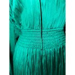 Estelle Green Satin Pleated Midi Dress Long Sleeve Smocked Waist Plus Size 1X‎ Photo 6