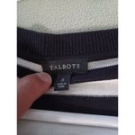 Talbots  Women Sweater S Black White Striped Button Up Cardigan Embellished Beads Photo 1