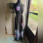 Vintage Pebble Sand Hawaii wrap halter tropical floral maxi dress, size medium Purple Photo 11