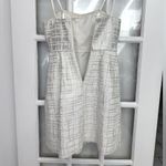 BCBGMAXAZRIA  Formal Trudy A Line Dress Metallic Cream Silver Strapless Size 0 Photo 6