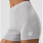 Alo Yoga  Ribbed Lounge Shorts Women's Gray Casual Relaxed Fit Large Photo 0