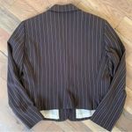 Larry Levine  Signature Striped Brown White Sz 14 Fitted Blazer Photo 3