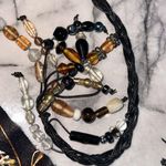 NEW Handmade GENUINE ITALIAN LEATHER Belt Sash Black Gold Silver Beaded OSFA Photo 1