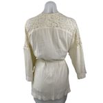 H&M  Cream Floral Lace Long Sleeve Tie Belted Robe Cardigan Sweater Top Size S Photo 1