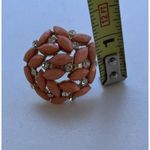 Vintage Gold Tone Coral Pink Peach Lucite Cabochon Ring stones Women’s Sz 8” Photo 7