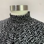 EXPRESS  Black & White Speckled Smocked Mock Neck Tiered Ruffle Mini Dress Size L Photo 3