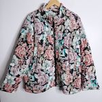 Soft Surroundings NWOT  Floral Puffer Velvet Jacket With Pockets Size 1X Photo 0