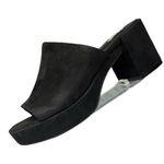 mix no. 6 Black Platform Mule Heels Size 6 Retro 90s Style Faux Suede Feel EUC Photo 9
