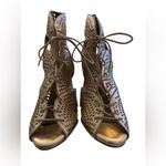 Joie  Rose Gold Laser Cut Lace Up Open Toe Elvie Booties Size 6.5 Photo 1