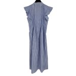 Evi Grintela Mona Midi Dress Blue Stripe XS Ruffle Sleeve Flared Shirt Dress Photo 3