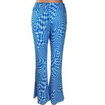 Wild Fable Blue Disco Checkered Flare Stretch High Rise Pull On Trouser Pant S Photo 2