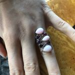 Natural Pink Opal Ruby Garnet Sterling Silver Cocktail Ring Size 7 Photo 7