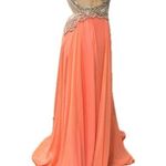 Aspeed  Design Coral Chiffon V-Neck Beaded A-Line Dress L1640 Size Small Photo 2