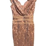 Tadashi Shoji Rose Gold Sequin Lace Floral Evening Cocktail Dress 4 Romantic Photo 0