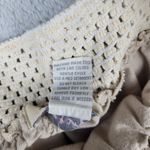 kiss & cry  Linen Blend Pants Beige Crochet Elastic Waist Size L Large Photo 7