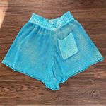 Free People  Summertime Blues Knit Shorts Sz XL Blue Butterfly Photo 3