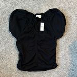 Loft  Black Top Short Puff Sleeve Photo 0
