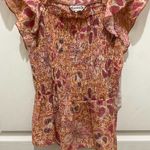 Nanette Lepore NWT- Nanette Lenore Orange & Pink Floral Smocked Blouse Photo 4
