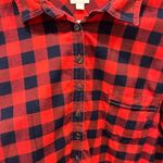 J.Crew Buffalo Plaid Flannel Popover Button Down size Large Photo 2