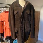 J.Crew  genuine leather suede trench coat brown extra large Photo 1