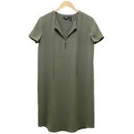 Theory  Dress Women's Size 8 Keyhole Tie Shift Drapey Crepe Dress Military Green Photo 1