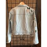 Miami Womens Denim Jacket Sz Medium Light Wash Embroidered Jean Boho Blue Photo 4