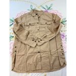 J.Crew  Tan Utility Button Front Shirt Long Sleeve 100% Cotton Size 4 Photo 3
