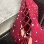 Elegant Burgundy Polka Dot Bell Sleeve Blouse Red Size XL Photo 3