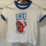 ICEE brand cropped tee women’s medium soda top Casual White Photo 0