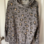 White Birch Cowl Neck Leopard Print Medium Sweatshirt Women’s Long‎ Sleeve Pullover Top Photo 0