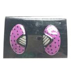 Vintage 80s New Old Stock Purple Mod Dot Earrings Purple Photo 2