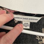 American Eagle  AEO AE Wrap Romper Black Pink Floral Rose Long Sleeve Bell Sleeve Photo 5