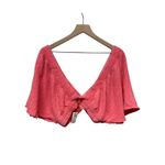 Aerie Pool To Party Cover Up Flutter Sleeve Cropped Shirt Sz M Gauze Pink Beach Photo 3