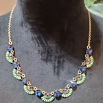 Banana Republic  Womens Gold Chain Blue And Green Crystal Necklace Lobster Claw Photo 0