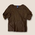 High Sierra Vintage 90s Y2K 3/4 Sleeve V-Neck Top Brown M Photo 2