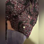 Michael Kors Preloved Black and Pink Floral Paisley Zip Up Blouse size medium Photo 10
