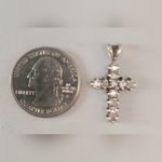Sterling Silver & Faceted CZ 1” Miniature Cross. Photo 1