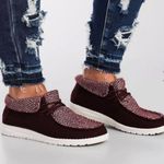 Hey Dude  Britt Shoe Womens S Burgundy Mix Lightweight Wool Blend Lining Flex Photo 0