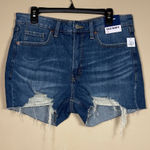 Old Navy NWT  Women's OG Straight High-Rise 3” Inseam Distressed Blue Jean Shorts Photo 0